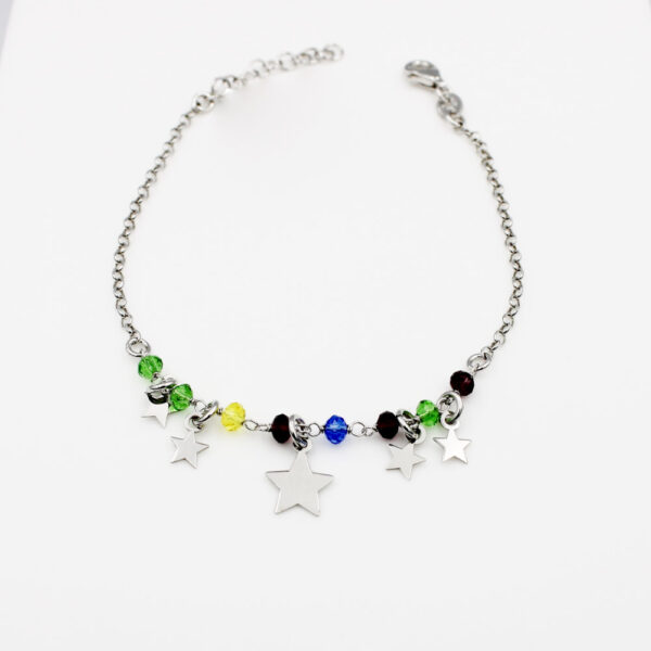 Pulsera Estrella Colores en Plata ley Rodiada - Imagen 4
