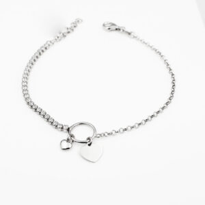 Pulsera Circonitas Corazones en Plata Ley