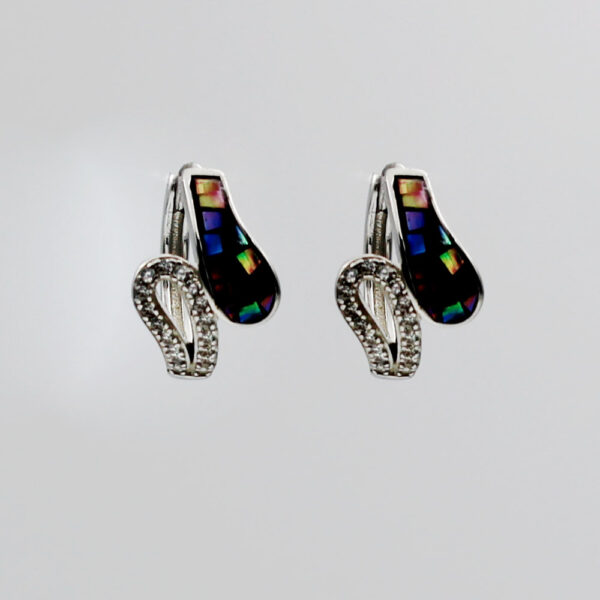 Pendientes Nácar a color en Plata Ley Rodiada y Circonitas