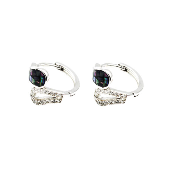 Aros de Clip Nácar a color en Plata Ley Rodiada y Circonitas - Imagen 4