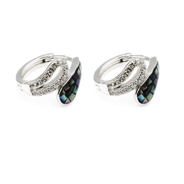 Pendientes Nácar a color en Plata Ley Rodiada y Circonitas