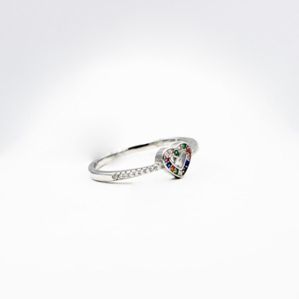 Sortija Corazón Piedras colores en Plata ley 925 Rodiada - Imagen 4