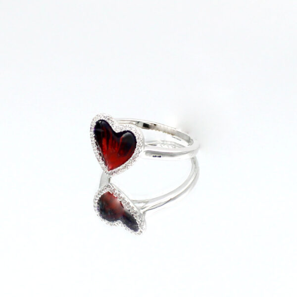 Sortija Corazón Esmaltado rojo y azul y circonitas en Plata ley 925