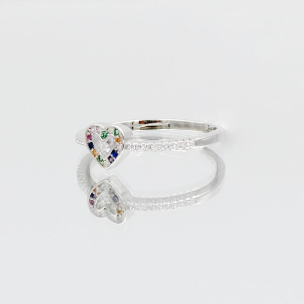 Sortija Corazón Piedras colores en Plata ley 925 Rodiada - Imagen 2
