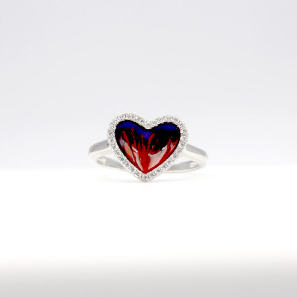 Sortija Corazón Esmaltado rojo y azul y circonitas  en Plata ley 925 - Imagen 6