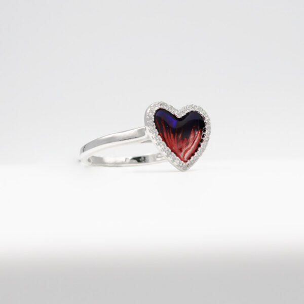 Sortija Corazón Esmaltado rojo y azul y circonitas  en Plata ley 925 - Imagen 5