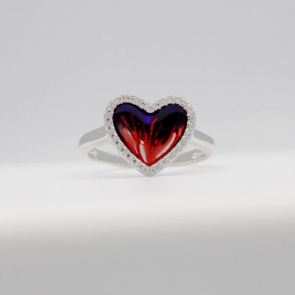 Sortija Corazón Esmaltado rojo y azul y circonitas  en Plata ley 925 - Imagen 3
