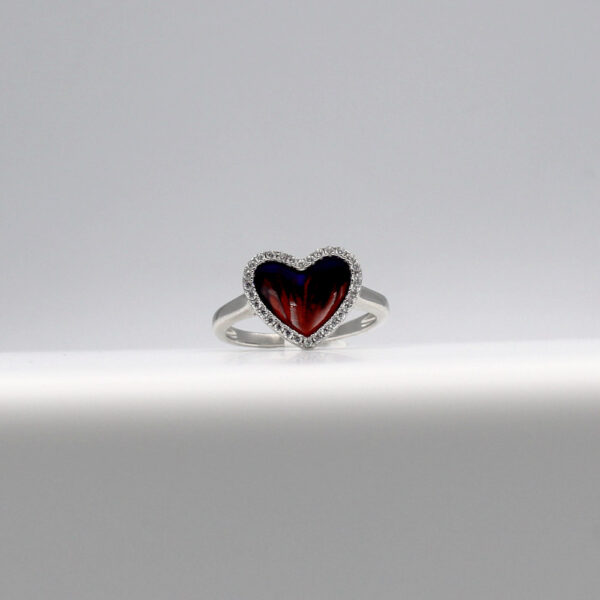 Sortija Corazón Esmaltado rojo y azul y circonitas  en Plata ley 925 - Imagen 2