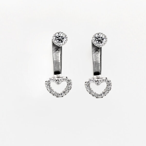 Pendientes Dos por uno corazón en Plata Ley Rodiada y Circonitas - Imagen 5