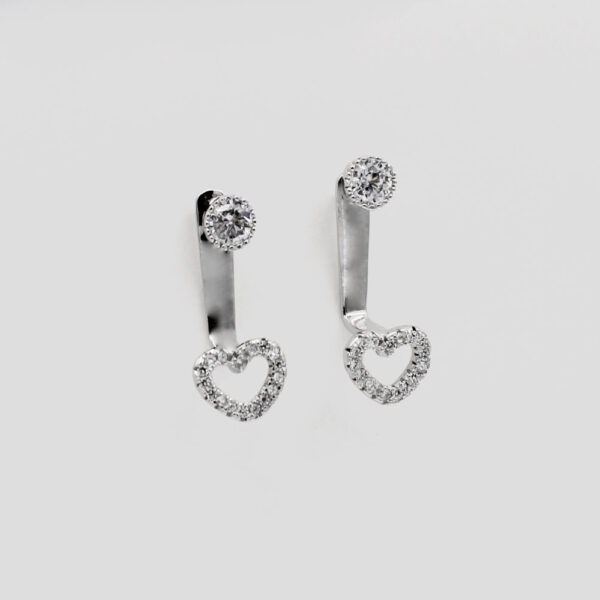 Pendientes Dos por uno corazón en Plata Ley Rodiada y Circonitas - Imagen 2