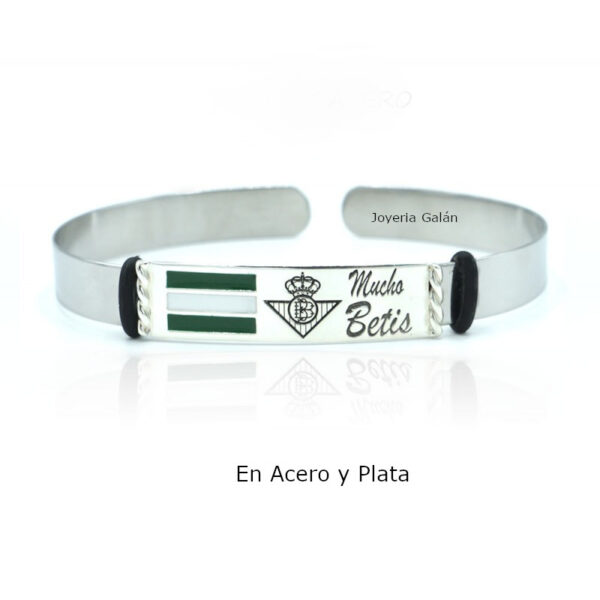 Pulsera Mucho Betis Plata Ley 925 y acero en Color