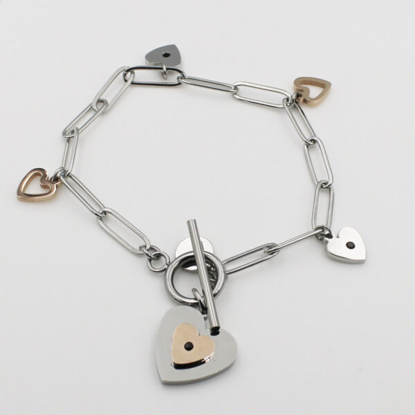 Pulsera Corazones en acero bicolor
