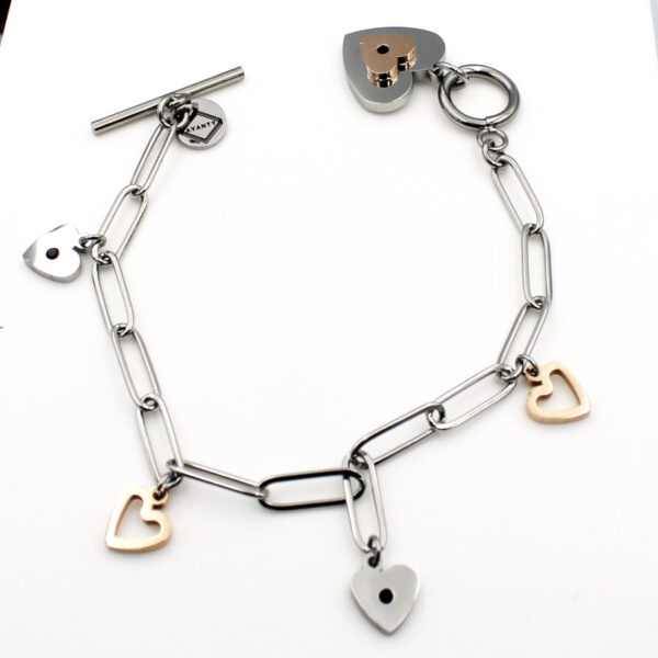 Pulsera Corazones en acero bicolor