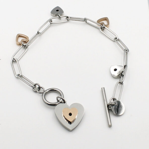 Pulsera Corazones en acero bicolor