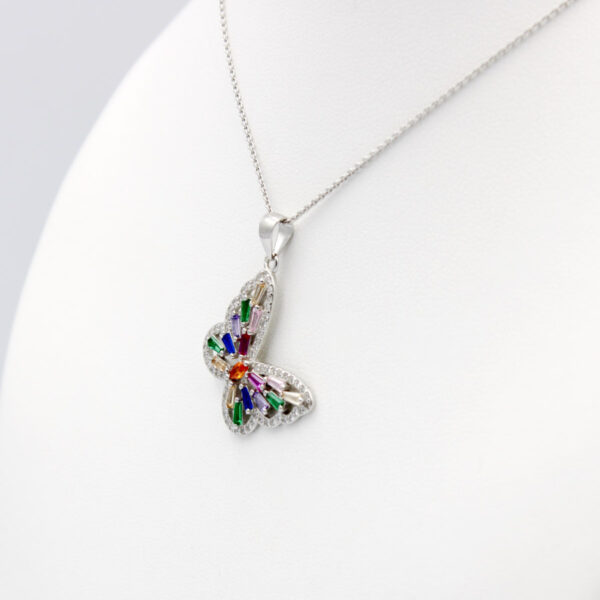 Gargantilla Mariposa de Colores en Plata Ley 925 Rodiada