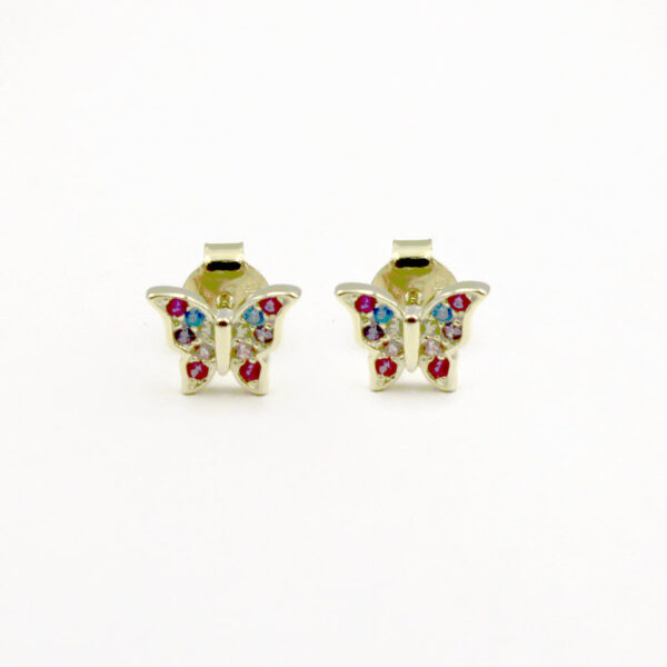 Pendientes Mariposas Colores en Plata Chapada