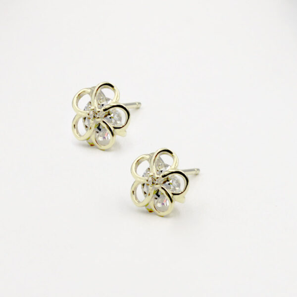 Pendientes Pétalos con Circonitas en Plata ley chapada. Presión - Imagen 2