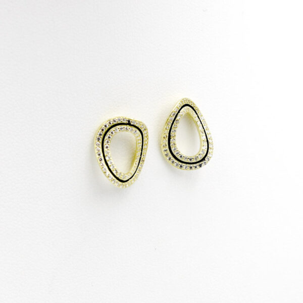 Pendientes Olas Circonitas en Plata Ley Dorados