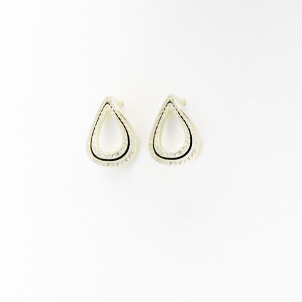 Pendientes Olas Circonitas en Plata Ley Dorados