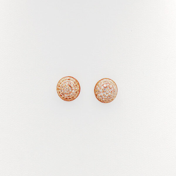 Pendientes Media Bola con Circonitas Plata Ley Color cobre