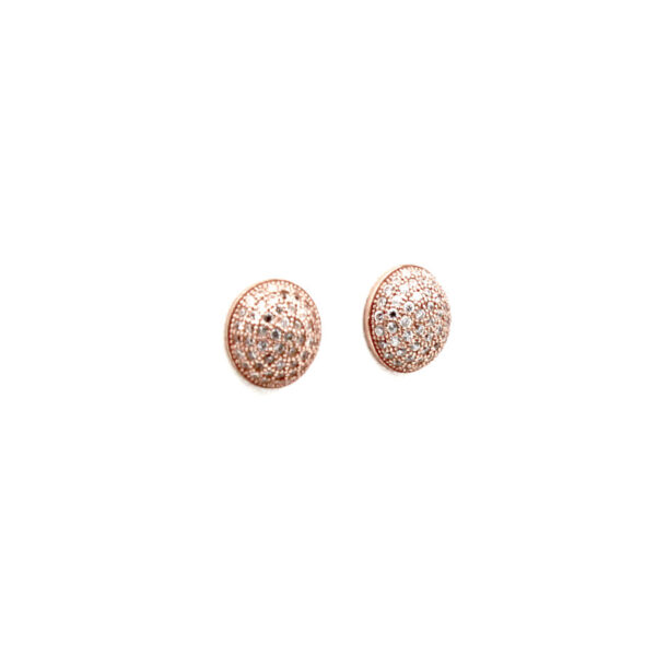 Pendientes Media Bola con Circonitas Plata Ley Color cobre
