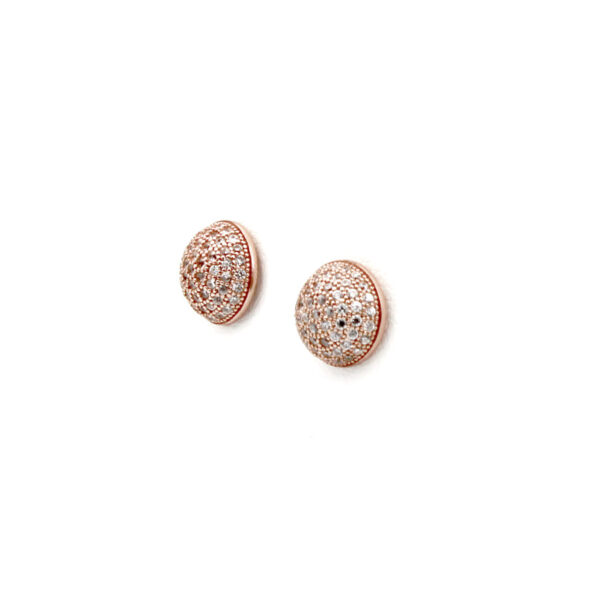 Pendientes Media Bola con Circonitas Plata Ley Color cobre - Imagen 2