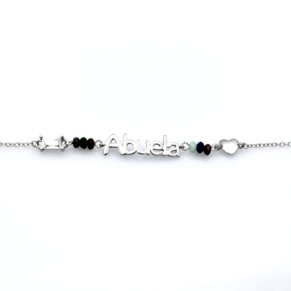 Pulsera de la ABUELA en Plata ley Rodiada y Piedras colores