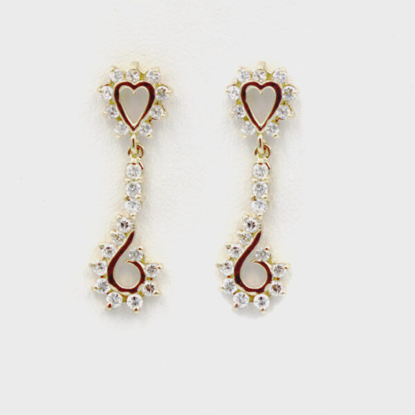 Pendientes largos de circonitas en Oro 18k - Imagen 6