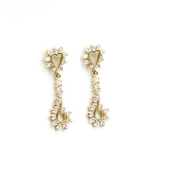 Pendientes largos de circonitas en Oro 18k - Imagen 8