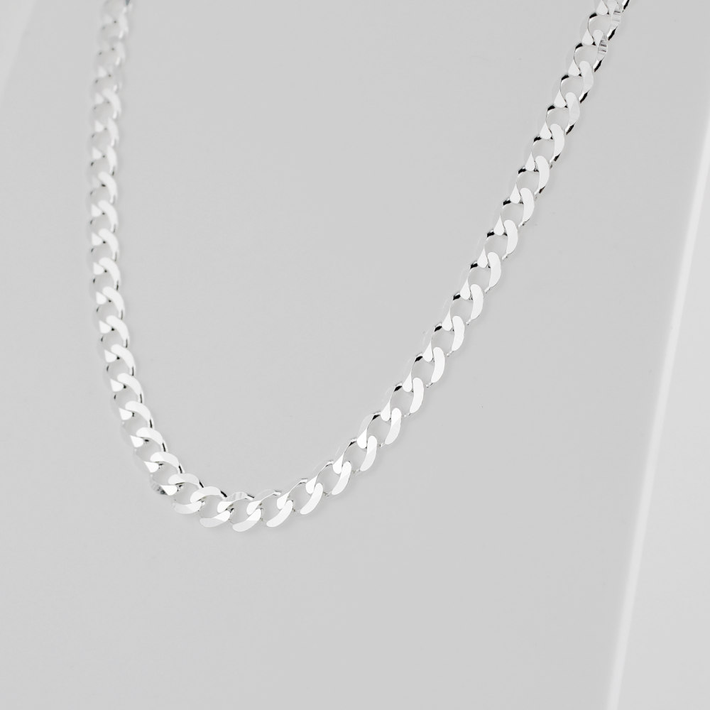 Cadena 4mm Barbada Plana en Plata Ley. 50cm