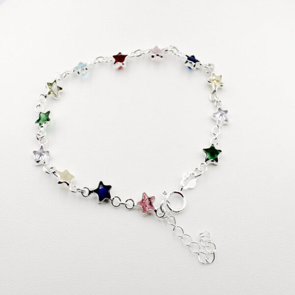 Pulsera Estrellas colores en Plata Ley