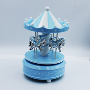 Carrusel Musical 10x18 cm Caballitos en Celeste