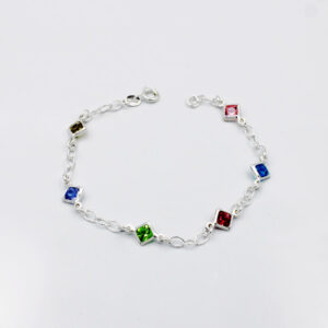 Pulsera Piedras Circonitas de Colores en Plata Ley 925