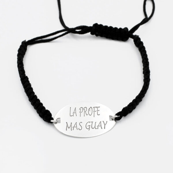 Pulsera La Profe más Guay en Plata Ley e Hilo de seda