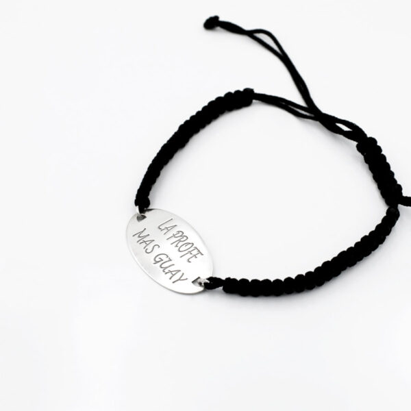 Pulsera La Profe más Guay en Plata Ley e Hilo de seda - Imagen 2