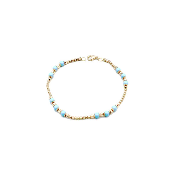 Pulsera con Bolas de Turquesas y Oro de 18 k
