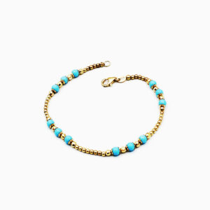 Pulsera con Bolas de Turquesas y Oro de 18 k