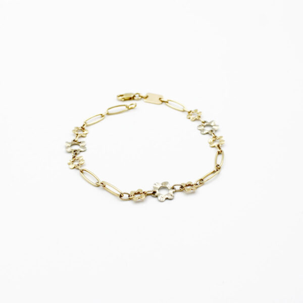 Pulsera Margaritas en Oro 18 k bicolor