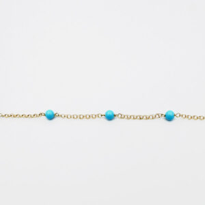 Pulsera Bolas Turquesas eslabones modelo Húngara en Oro 18k