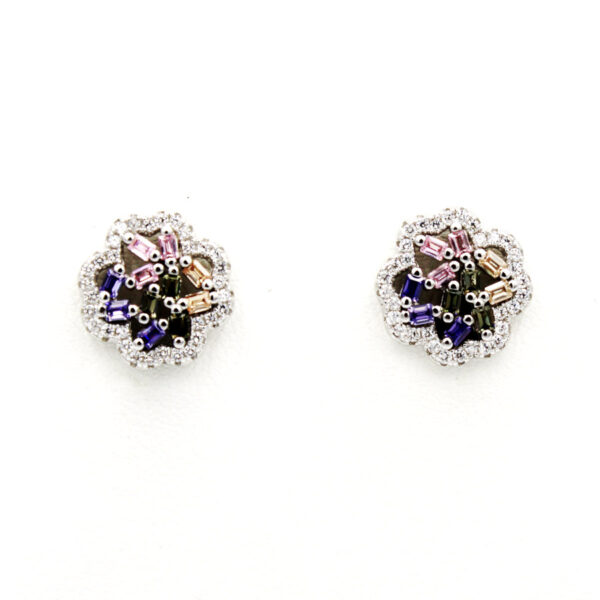 Pendientes Plata Ley Zirconitas Color. Presión