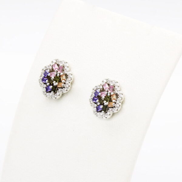 Pendientes Plata Ley Zirconitas Color. Presión