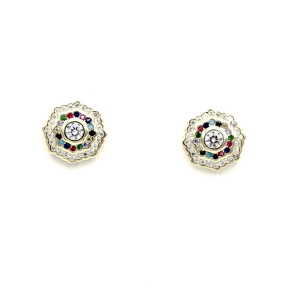 Pendientes Plata Chapada.Circonitas Color.Presión