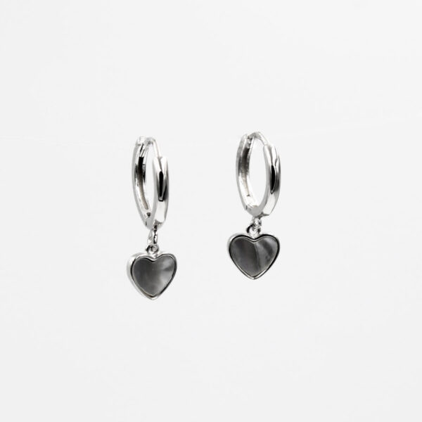 Aros con Abalorio Corazón en Nácar.Plata Ley Rodiada