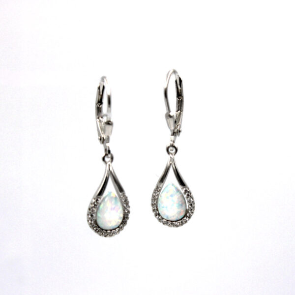 Pendientes largos. Cierre Ballestilla. Plata Ley Piedra y Circonitas