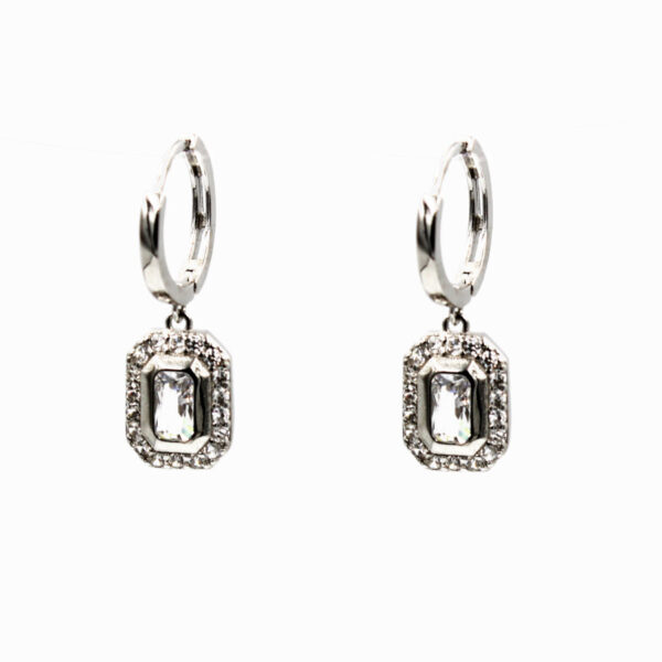 Aros con Abalorio de Circonitas en Plata Ley Rodiada