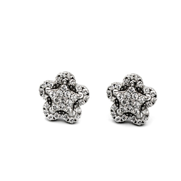 Pendientes Flor en Plata Ley y Piedras Circonitas