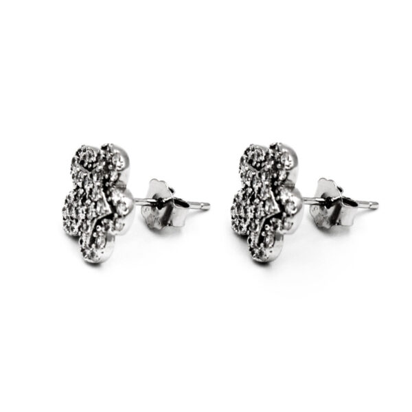 Pendientes  Flor en Plata Ley y Piedras Circonitas - Imagen 2