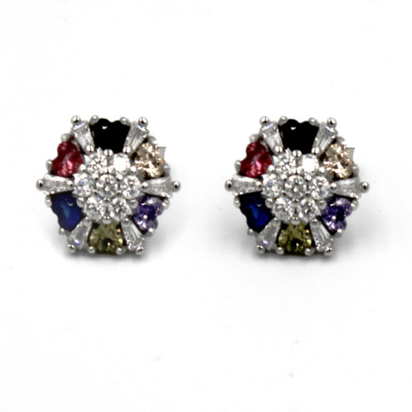 Pendientes Circonitas Colores en Plata Ley 925.Presión