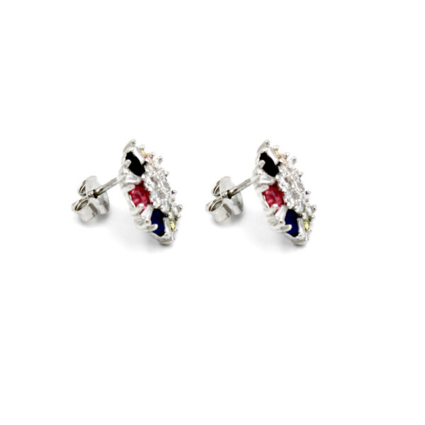 Pendientes Circonitas Colores en Plata Ley 925.Presión