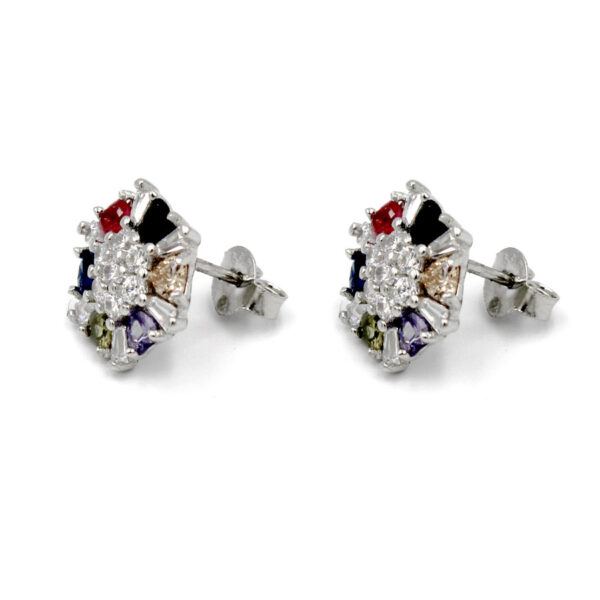 Pendientes Circonitas Colores en Plata Ley 925.Presión